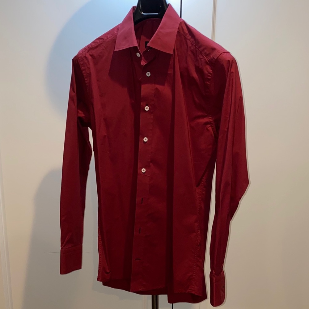Wine Red Slim Fit Button Down